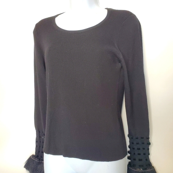 jagear Sweaters - Jaeger Medium Ribbed Sweater Black Bell Sleeve